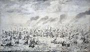 willem van de velde  the younger The Battle of Terheide, 10 August 1653: episode from the First Anglo-Dutch War Spain oil painting artist